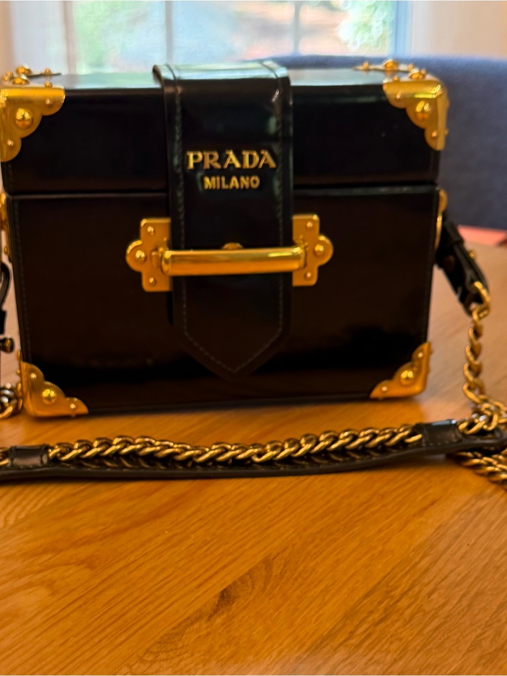 Authentic Prada Small Cahier Trunk Crossbody - Black Leather - Picture 3 of 12